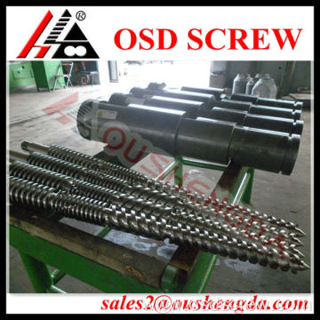 Plastic conical twin screw and barrel for pipe extruder machine